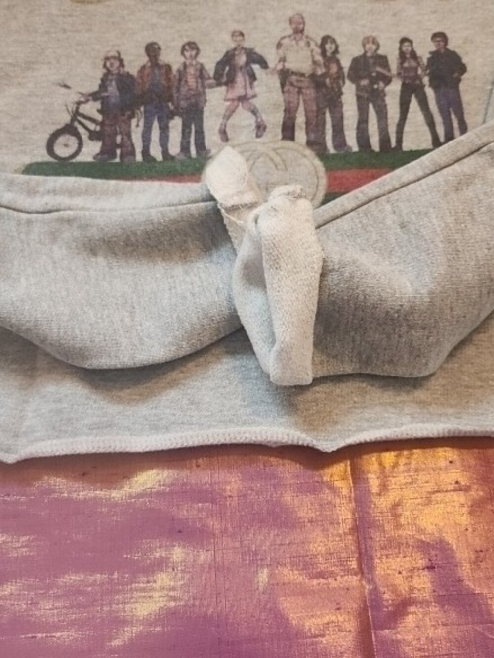 Gucci Womans Light Gray Logo Stripe Graphic Sweatshirt - Picture 3 of 12